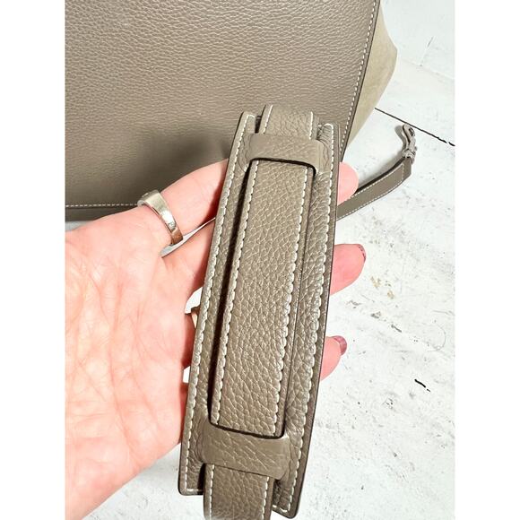 Celine Trapeze Souris Drummed Leather Top Handle Medium Flap Handbag Gray - Picture 16 of 16